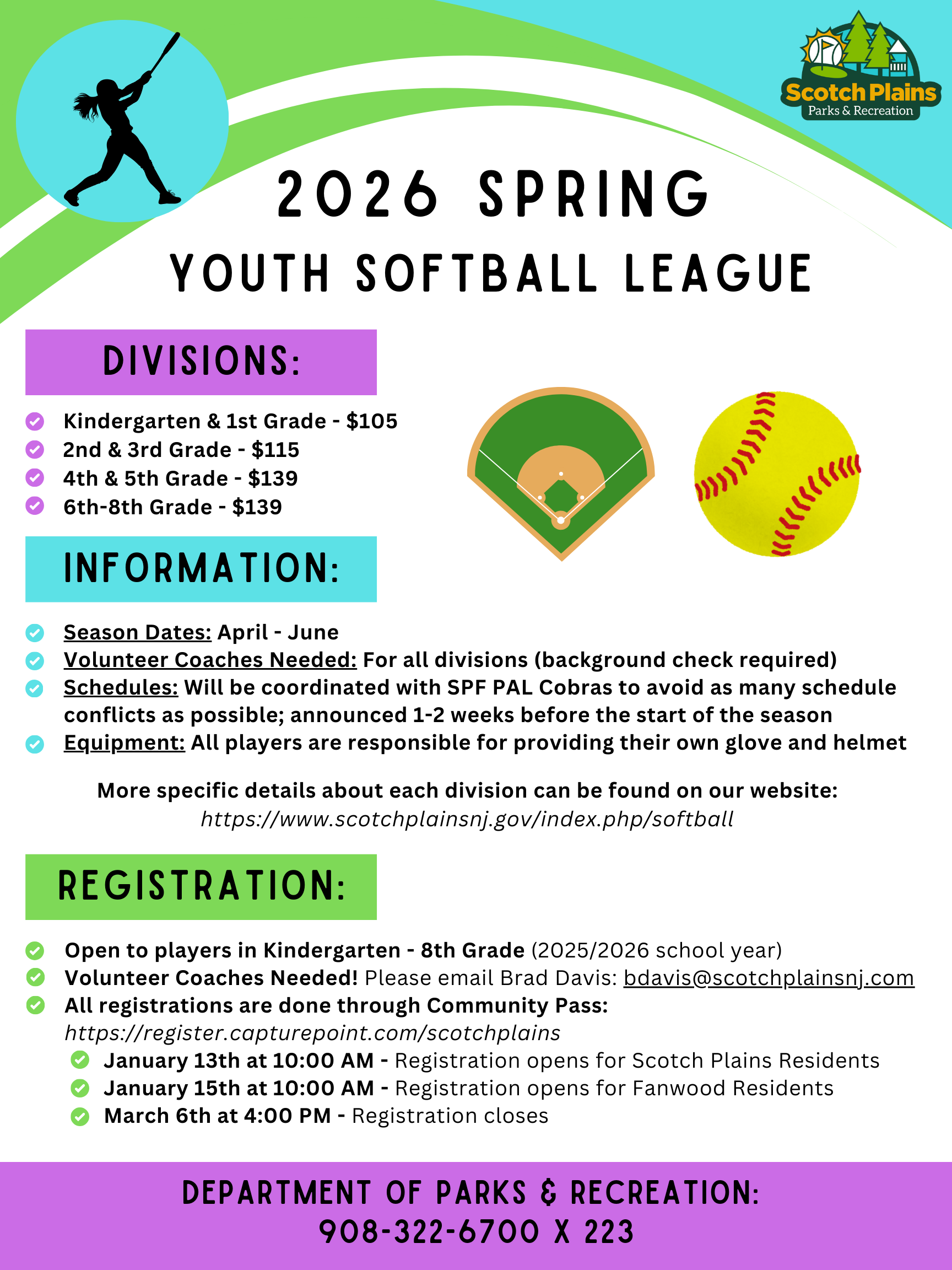 2026 Spring Youth Softball Flyer