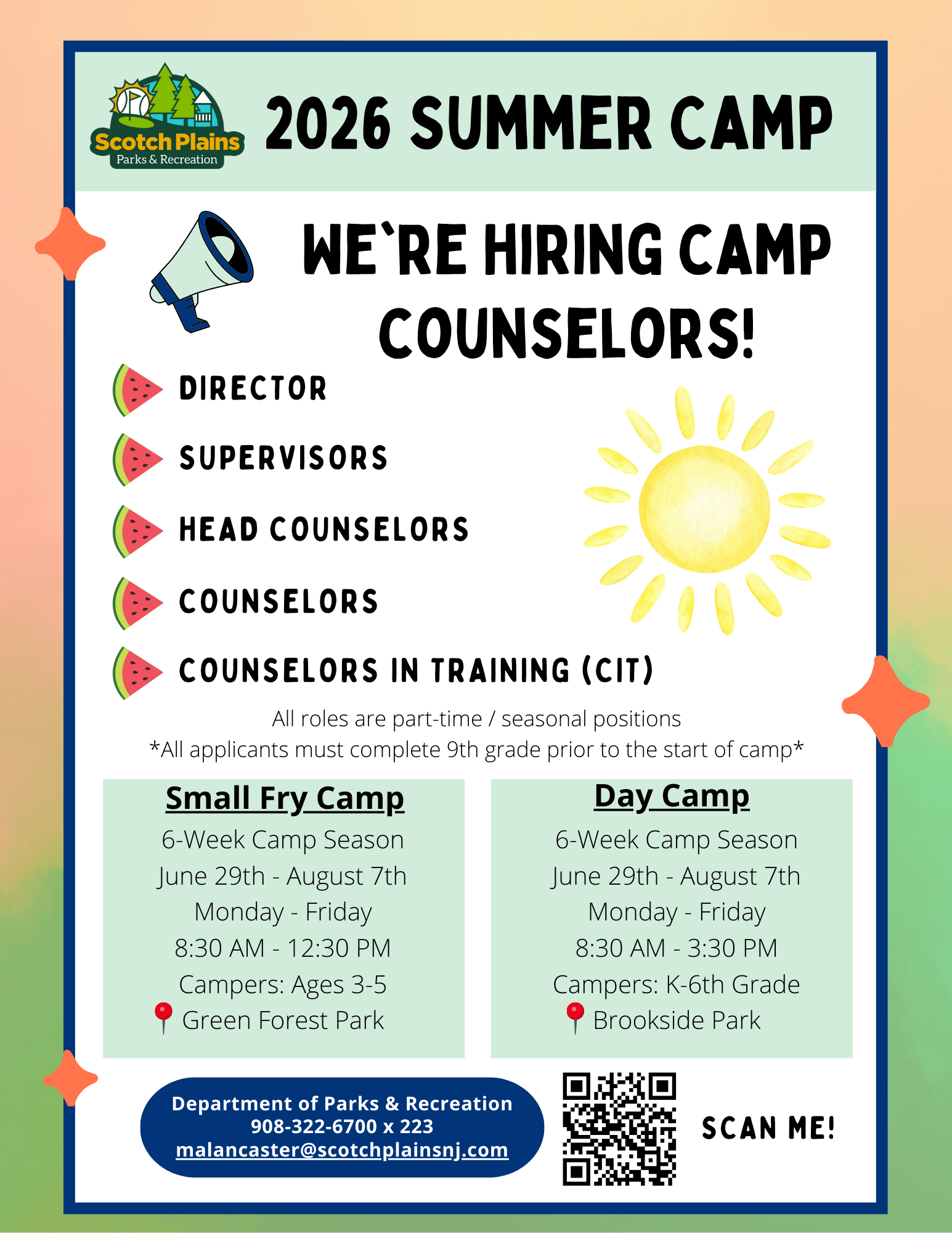 2026 Summer Camp Counselors Hiring